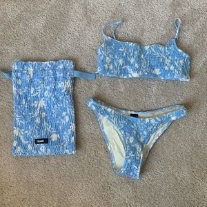 Blue and white floral print Triangl bikini